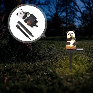 Lampe solaire décorative de jardin en résine en forme de panda, résistante à l'eau, alimentée par l'énergie solaire, pour l'extérieur - Product Image 1