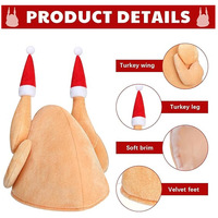 Chapeau de dinde de Thanksgiving amusant, casquette fantaisie en forme de cuisse de poulet, chapeau de dessin animé pour adultes, idéal pour les fêtes de Noël et de carnaval