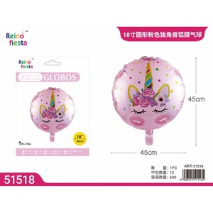 Palloncino da festa in alluminio unicorno rosa da 18 pollici per celebrazioni e festeggiamenti - Product Image 1