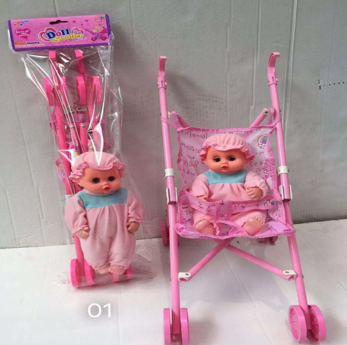 F Fityle Poussette Pliable Pour Poupées – Roues Stables, PVC Robuste, Dès 3 Ans – Jeu D’imitation