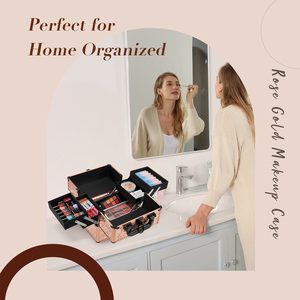 Portable Aluminum Cosmetic Train <b>Case</b> with 4 Trays Locking <b>Makeup</b> <b>Case</b> Organizer Hard Vanity Storage Travel Make up Artist Box - Product Image 4