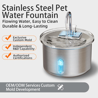 Fontaine à eau pour animaux de compagnie en acier inoxydable 304, écologique, 2L, distributeur automatique ultra-silencieux, niveau visible, portable