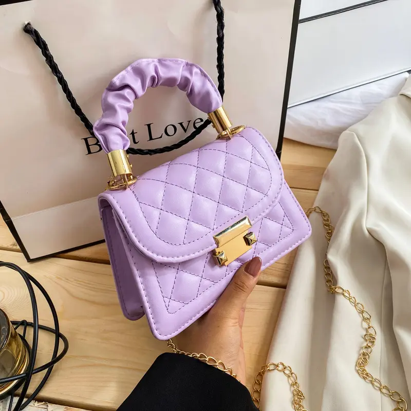 New Designer Classic Purple Leather Mochilas Damas Shoulder Fashion Chain Handbags 2022 Trend For Women