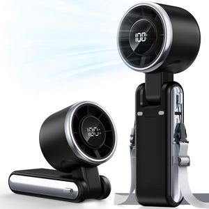 Portable Handheld Turbo Fan 5 Speeds 3600mAh Rechargeable 3-in-1 Foldable <b>ABS</b> Digital Display USB-C Fast Charging Strong Wind - Product Image 1
