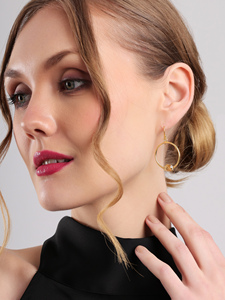 Pendientes de Aro Solares con Citrino Natural en Bruto, Diseño Orgánico de Lujo, Joyería Elegante Hecha a Mano para Mujer, Regalo - Product Image 3