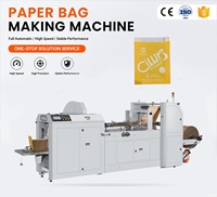 Machines industrielles à grande vitesse pour la fabrication de sacs en papier produisent des sacs de courses à fond en V et à fond plat avec composants PLC