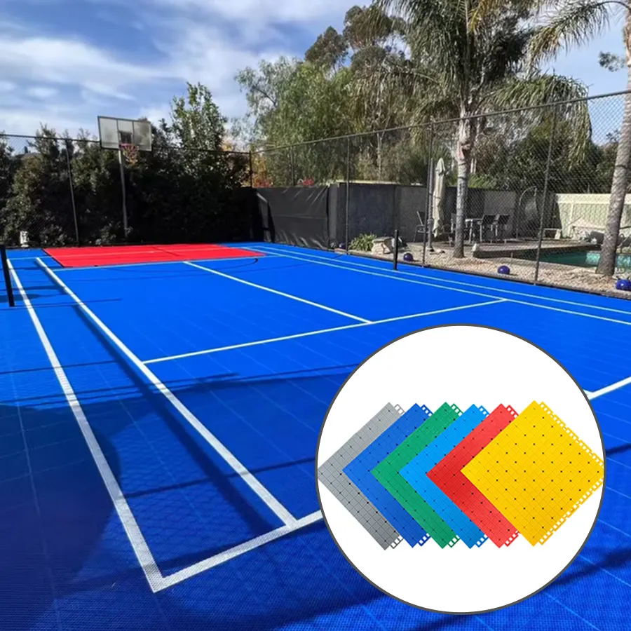 En kaliteli plastik Futsal mahkemesi komple açık voleybol zemin kilidi Futsal kort zemini
