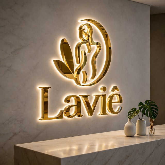 Custom Gold Stainless Steel Backlit LED Letter Sign 3D Illuminated Metal Logo Signage Wholesale OEM Storefront Business Sign
