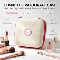 Trousse de Toilette Carrée de Voyage, Organisateur Cosmétique, Pochette Zippée, Sac Cosmétique Étanche en EVA pour Femmes et Filles
