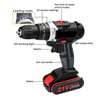 Ensemble de perceuse industrielle au lithium 24V, double vitesse, batterie rechargeable, tournevis électrique, perceuse multifonctionnelle pour la maison, perceuse pistolet DIY