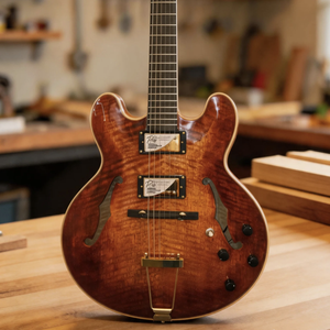 Guitare électrique Yunzhi Luthier artisanale 335 Hollow Body Archtop, table en épicéa massif, dos en érable, touche en ébène, finition brillante, personnalisée - Product Image 1