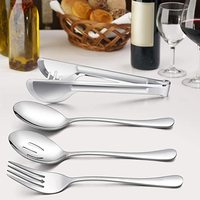 Cuillères de service pour Buffet en acier inoxydable, fourchettes de service, grandes fentes, ustensiles de service