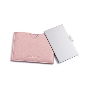 Unbreakable Thin Light Custom Logo Giveaways Promotion Pocket <b>Mirror</b> With PU Pouch - Product Image 2