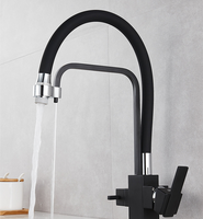 Robinet de filtration d'eau double pour cuisine d'hôtel, osmose inverse sans plomb, acier inoxydable, installation monotrou, eau chaude et froide