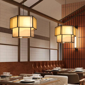 Luminaire suspendu carré de style chinois, E27, cadre noir, pour restaurant, décoration Zen - Product Image 3