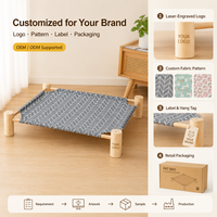 Cama Elevada para Gatos OEM con Marco de Madera, Hamaca para Mascotas, Desmontable, Lavable, Transpirable, Refrescante, Portátil, Plegable, Cama de Camping para Gatos y Perros