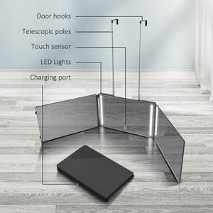 3 Way Led Hair Styling Tools Coiffeur Self Haircut Mirror Trifold Cosmetic Vanity Makeup Barber Espejo 360 Mirror With Lights - Product Image 5