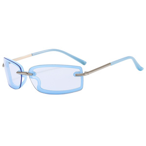 Psn Fashion <b>Sunglasses</b> <b>Rimless</b> Rectangle Y2K Style UV400 Protection Unisex Adult Sun Protection - Product Image 5