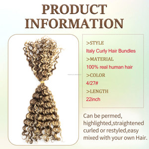 Tresses de cheveux humains bohème, extension naturelle de cheveux noirs, 4/27g/paquet, cheveux bouclés, couleur miel, pour torsion, 100g - Product Image 5