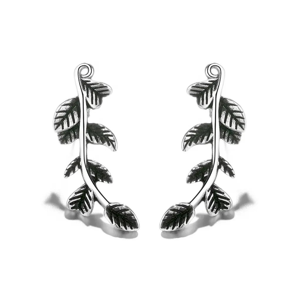 Fashion leaf Hoop Earrings 925 Sterling Silver Earrings For Girls