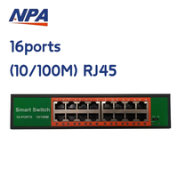 Switch de Red de 16 Puertos 10/100Mbps, Carcasa Metálica, 3.2Gbps, Plug and Play, de Escritorio, con QoS para Cámaras IP, CCTV, NVR
