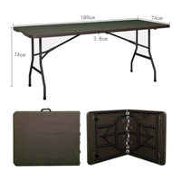 Table pliante en plastique imitation bois de 1,8 m, portable pour pique-nique en extérieur, bureau pour barbecue et camping en intérieur et en extérieur