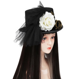 Sombrero con Gafas Steampunk y Flor Extraíble - <span class=keywords><strong>Gorra</strong></span> de Vaquero Pirata Vintage para Fiesta Gótica, Actuación en Escenario, Halloween, Cosplay - Product Image 4