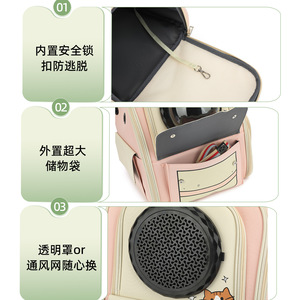 New cat <b>backpack</b>, <b>large</b> capacity, breathable, portable, space capsule cat <b>backpack</b>, wholesale. - Product Image 3