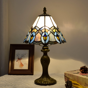 Lámparas <span class=keywords><strong>Tiffany</strong></span> de 8 Pulgadas, Lámparas de <span class=keywords><strong>Mesa</strong></span> de Lujo para Dormitorio, Iluminación de Noche, Decoración, Lámparas de <span class=keywords><strong>Mesa</strong></span> Americanas Retro Nostálgicas Vintage - Product Image 5