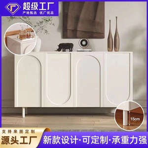 Cream-colored, minimalist white <b>sideboard</b> for dining room, TV cabinet, living room <b>sideboard</b>, wine cabinet, and <b>storage</b> cabinet. - Product Image 5