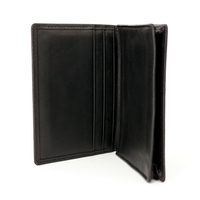 Dompet kulit Unisex, pemegang kartu profesional murah, Logo kustom, penutup terbuka, panjang huruf, ramah uang tunai