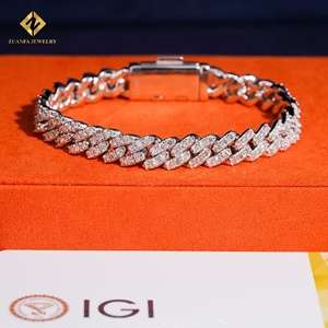 Lab Grown Diamond Bracelet Popular Cuban Chain Cuban Link Chain Necklace Bracelet <b>Men</b> Iced Out Diamond 925 - Product Image 1