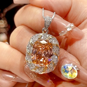 Wholesale Eco-friendly Brass Gold Plated 12*16MM Cubic Zirconia Wedding Necklace Sets <b>for</b> Women Jewelry <b>for</b> Women - Product Image 4