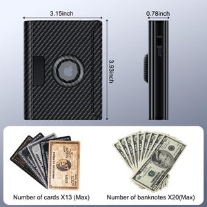 Portefeuille porte-cartes magnétique avec emplacement pour AirTag, design en fibre de carbone noire, unisexe, usage quotidien - Product Image 4