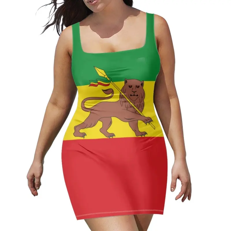 2023 nuovo arrivo Africa Zone Mini abito personalizzato etiopia leone Haile cinturino cinturino vestito estivo In massa abbigliamento donna etiope
