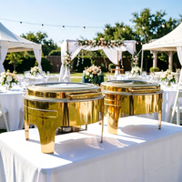 Réchaud de buffet rond en or de luxe de 6 L, chauffage à la vapeur, haute qualité, économie d'énergie, pour mariage, fête, hôtel