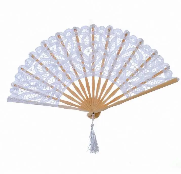 Handmade 100% Cotton 27cm Lace hand fan 13colors for choice