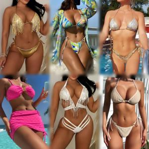 Ventes flash - Tenue de plage d'été pour femmes - Ensemble deux pièces - Bikini sexy imprimé de haute qualité - Expédition aléatoire du stock - Product Image 4