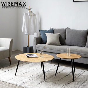 WISEMAX FURNITURE <span class=keywords><strong>Table</strong></span> basse ronde <span class=keywords><strong>de</strong></span> style nordique Offre Spéciale combinaison <span class=keywords><strong>Table</strong></span> d'appoint classique sauvage en <span class=keywords><strong>bois</strong></span> <span class=keywords><strong>massif</strong></span> avec <span class=keywords><strong>pied</strong></span> en fer - Product Image 3