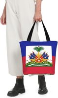 Sac à provisions drapeau personnalisé drapeau Haïti Logo Double face sacs fourre-tout à impression complète pour femmes sacs à bandoulière