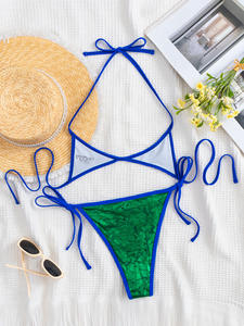 NOUVEAU STOCK Cravates Détails <span class=keywords><strong>Sans</strong></span> Pad Mini Bikini Maillot de bain métallique pour femme - Product Image 4