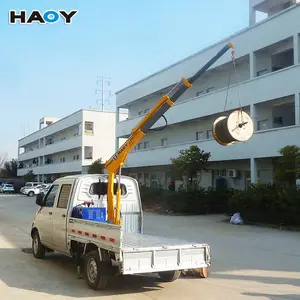 HAOY-grúa de camioneta pequeña, minimáquina de elevación hidráulica de 800kg de capacidad, grúa móvil en venta