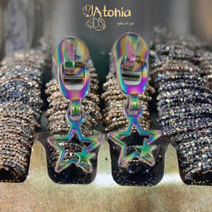 H1051 Doble Estrella Arcoíris Tirador de Cremallera de Nylon Sin Bloqueo de Aleación de Zinc de 1.0 Pulgadas - Product Image 3