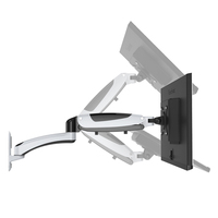 Support mural pour moniteur LCD/TV en aluminium avec ressort à gaz, rotation à 360 degrés, réglage de la hauteur, compatible VESA 75x75mm/100x100mm, capacité 8kg