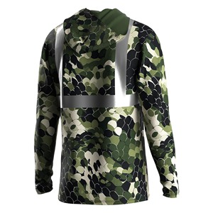 Maillot de pêche pour homme avec bande réfléchissante, protection UV, design à capuche, impression par sublimation intégrale, léger, pour tous les niveaux de pêcheurs - Product Image 4