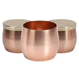 Chinese Supplier Pink Bulging Candle Jar Rose Gold Custom Logo Decorative Candle Cup Aluminumcandle Jar With Metal Lid