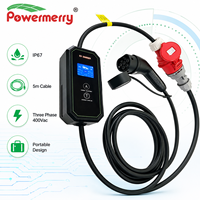 Chargeur EV portable 11 kW 16 A Type 2 triphasé 400 Vca 50 Hz IP67 avec câble de 5 m pour applications de charge domestique et de garage en Europe