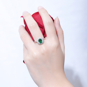 ขายส่งราคาไม่แพง<span class=keywords><strong>สวย</strong></span>สีเขียวเข้ม8*6มิลลิเมตรรูปไข่แซมเบียมรกตแหวนหมั้น - Product Image 5