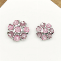 Bouton carré en métal plaqué personnalisé JINYU, lavable, avec strass, doré, fantaisie, à tige, pour vêtements, en alliage de zinc sans nickel