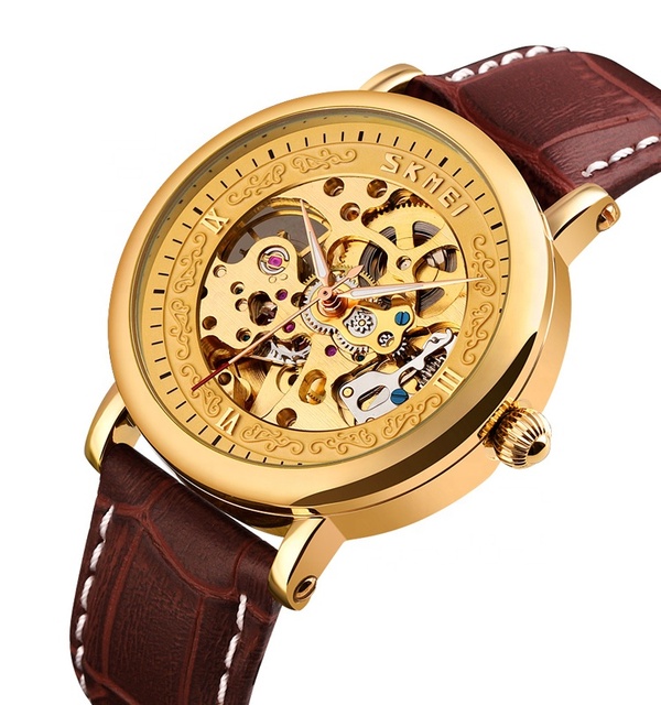 Guangzhou Watch Factory SKMEI 9229 Leather Strap Automatic Mechanical Watch Brand